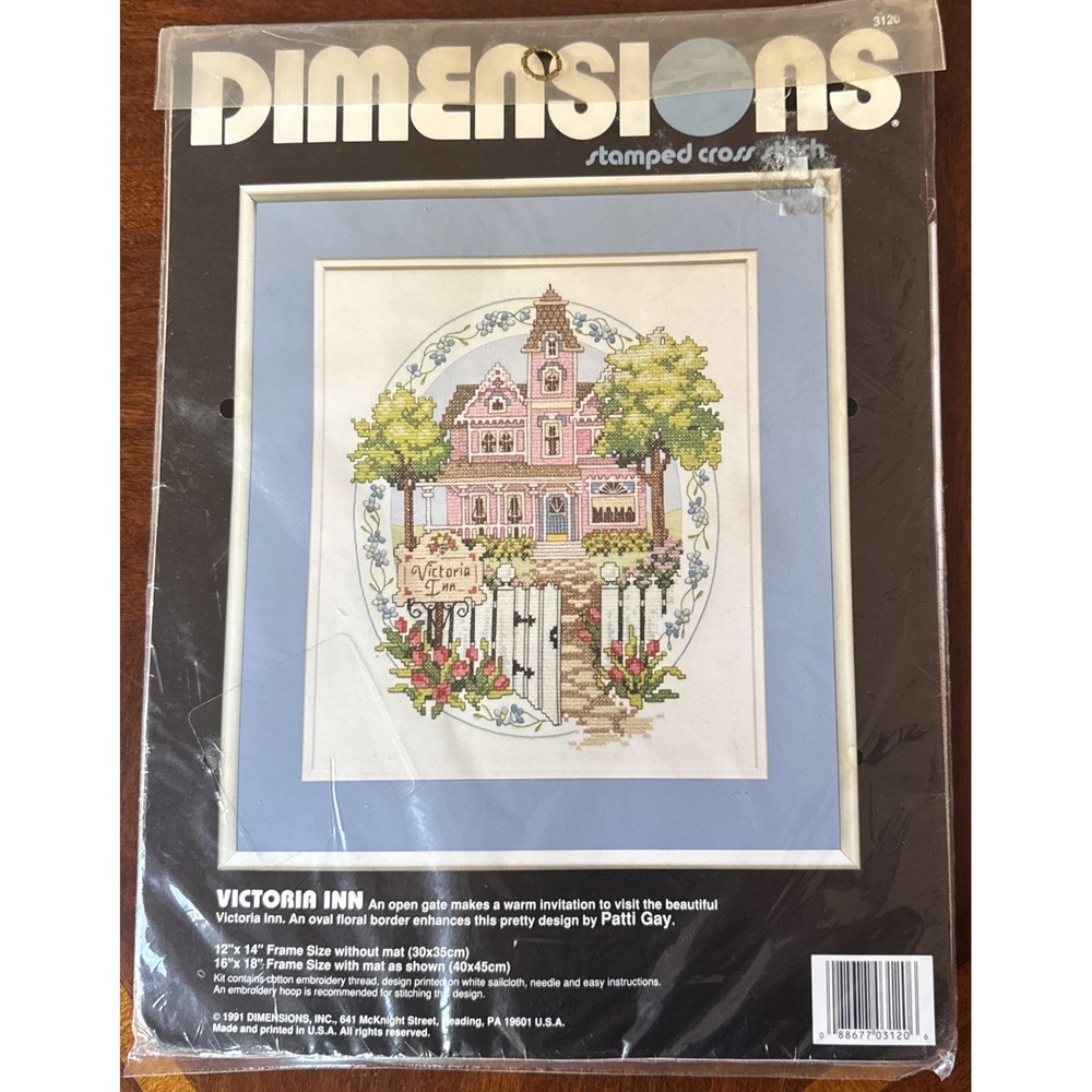 1991 DIMENSIONS VICTORIA INN 3120 STAMPED CROSS STITCH KIT - NEW SEALED‎